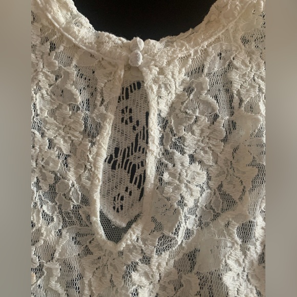 Free People Ivory Sleeveless Lace Top Sz XS - Picture 4 of 8